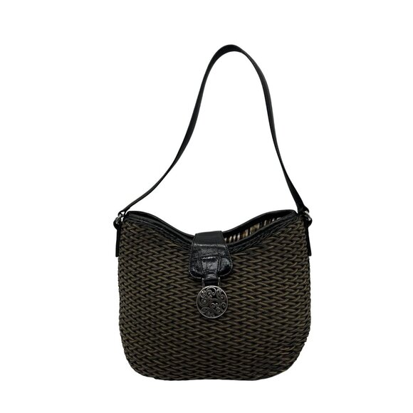 Brighton Handbags - Brighton Black/Tan Jani Woven Shoulder Bag